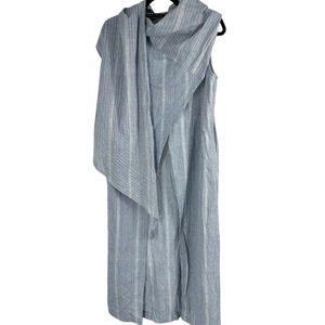 Rujeta Sheth  chambray duster dress with large shawl collar medium pockets